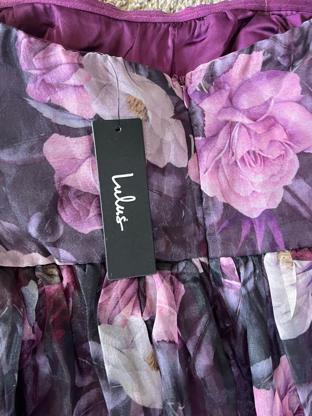 Purple Floral Strapless Maxi Dress Whimsigoth Medium Coquette Party Prom - Picture 9 of 10